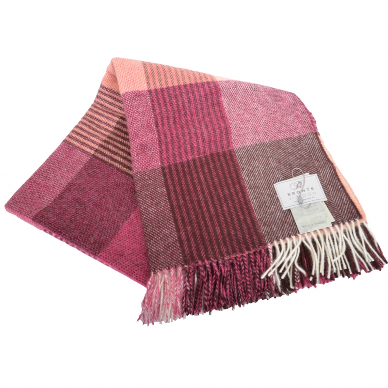 bronte by moon shetland lambswool throw lindley raspberry