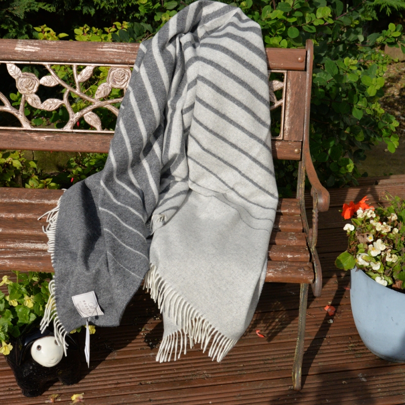 bronte by moon block albion grey merino lambswool throw