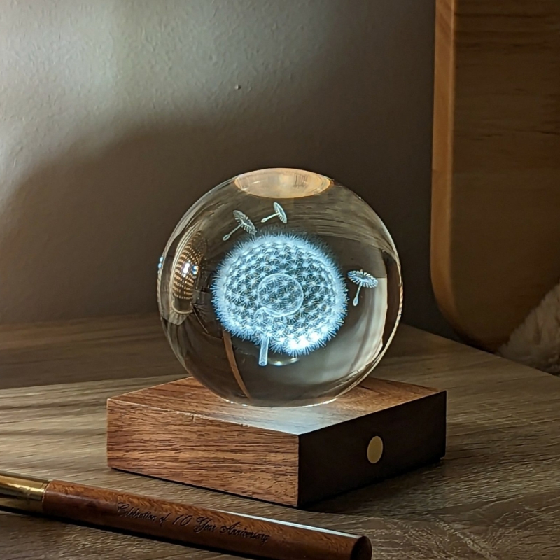 gingko amber crystal ball night light