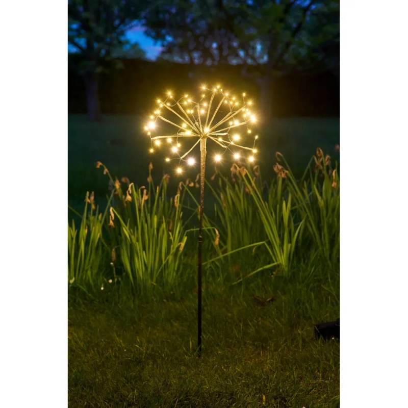 lightstyle london dandelion stake light 96 leds solar or battery powered