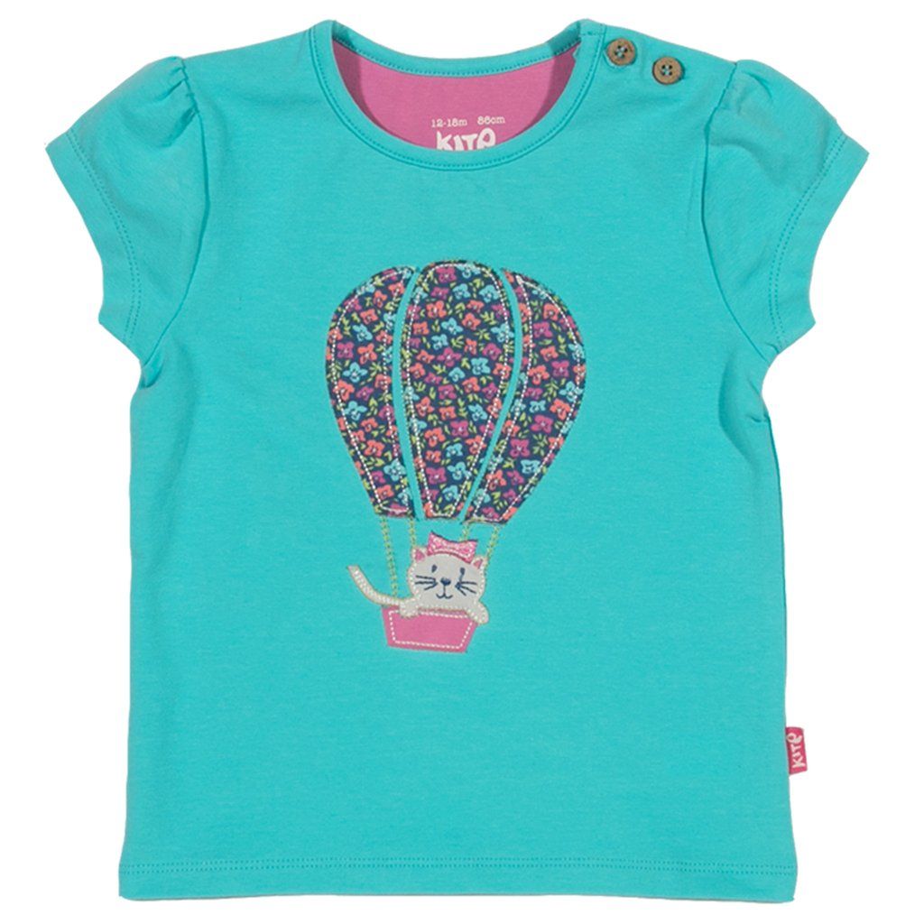 Kite T-shirt short sleeved Baby Girl Balloon Aqua