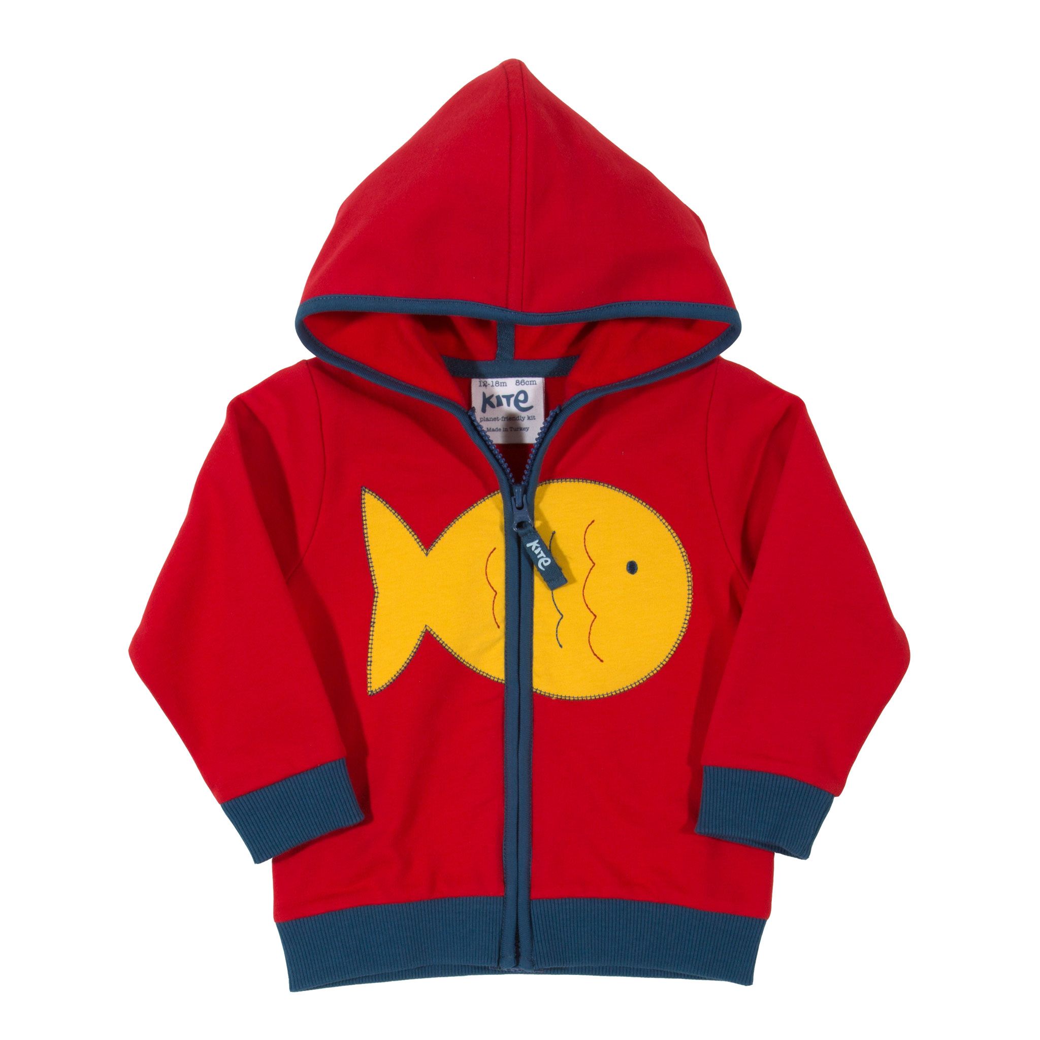 Kite Zip Through Hoody Baby Boy Fishy red