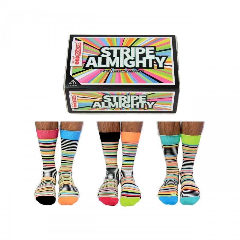 oddsocks stripe almighty 6 odd socks (not pairs) for men