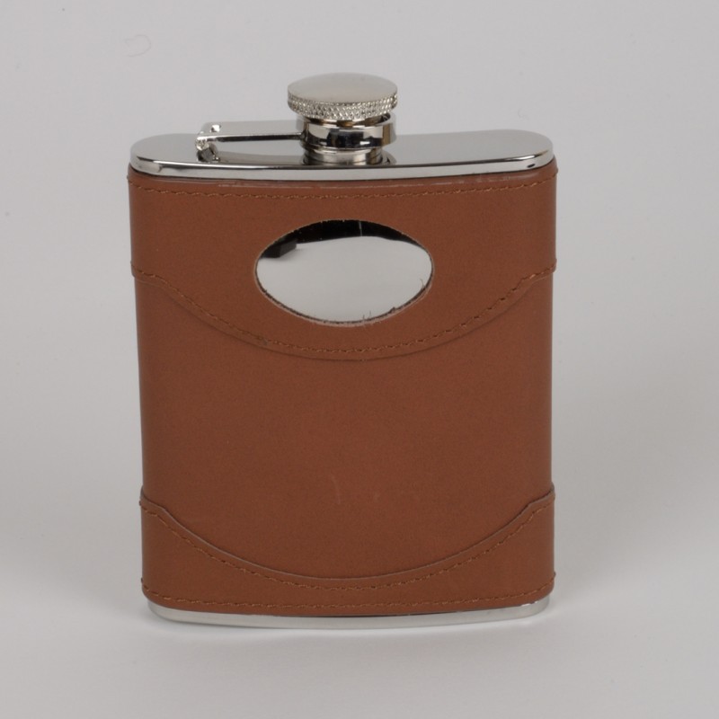 Artamis Hipflask Stainless Steel Spanish Leat