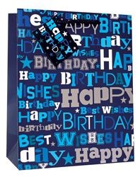 Glitzy Happy Birthday Gift Bag 25 x 21x 10cm