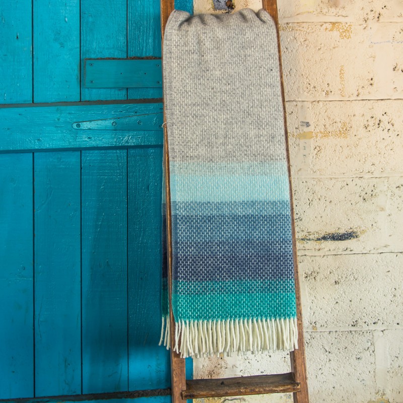 Tweedmill Pure New Wool Throw Ombre Seaside B