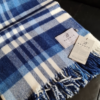 bronte by moon lulworth harbour blue merino wool throw